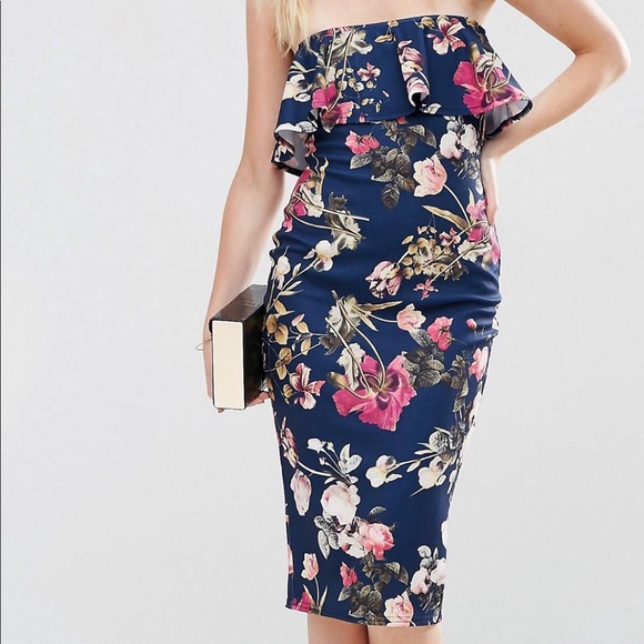 ASOS RUFFLE MIDI DRESS - Picture 1 of 8